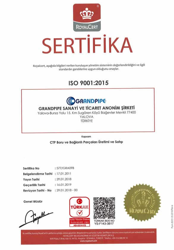 Grandpipe ISO 9001 14001 OHSAS 45001